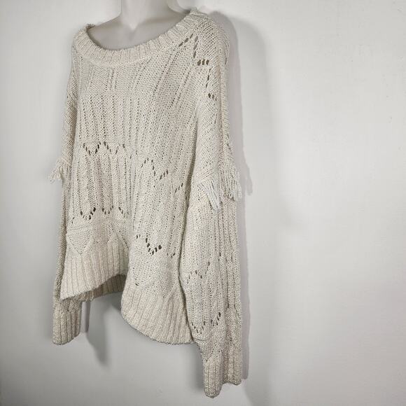 Old Navy Women's Textured Fringe Pullover Sweater XXL Wool Blend Knit Boho Chic - Picture 5 of 10
